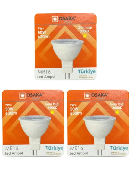 (3 Adet) Osaka 7W (50W) Sarı Işık (3000K) G4 Duylu (İğne Bacak) Led Çanak Ampul ürün görseli 1