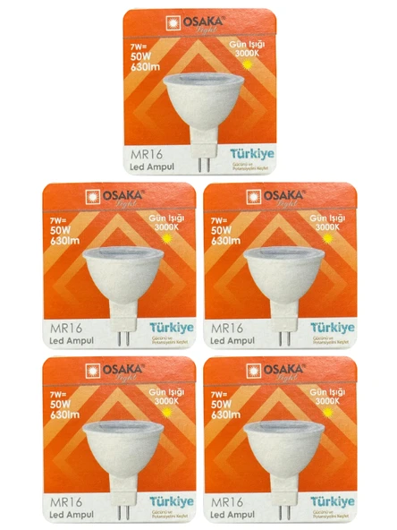 (5 Adet) Osaka 7W (50W) Sarı Işık (3000K) G4 Duylu (İğne Bacak) Led Çanak Ampul ürün görseli 1