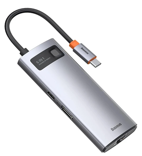 Baseus Metal Gleam Series 6in1 CAHUB-CW0G Type-C Hub Laptop Docking Station