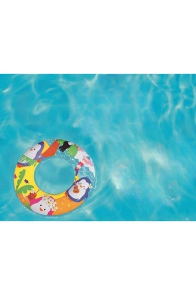 3-6 Yaş 51 cm Çocuk Deniz Simit Yüzme Simidi Havuz Can Simidi Penguen Desenli Tekerlek - 6
