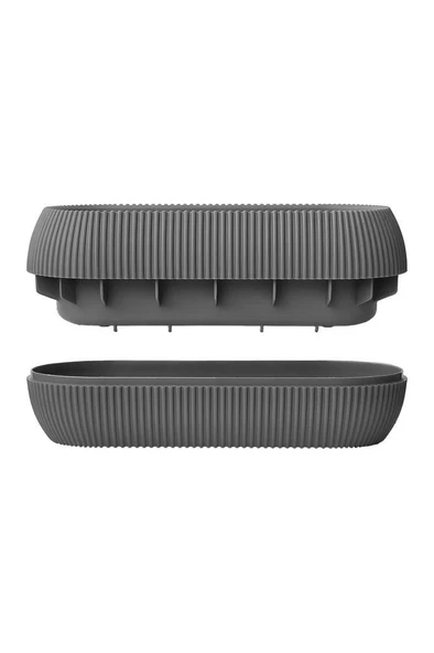 Omnipazar KRS-372 Dekoratif Plastik Mercan Uzun Saksı 1.3 Litre 3'lü Set - Resim 5