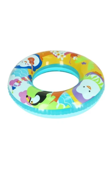 3-6 Yaş 51 cm Çocuk Deniz Simit Yüzme Simidi Havuz Can Simidi Penguen Desenli Tekerlek - 3