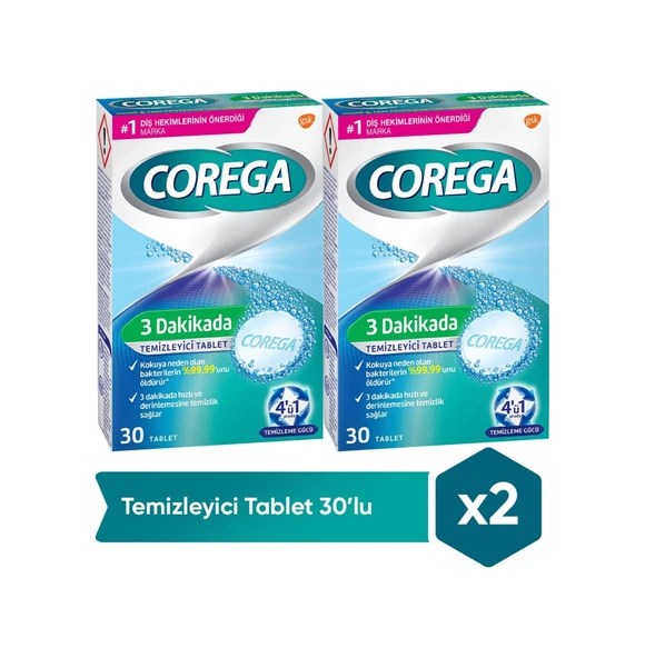 Corega Cleanser Bio Protez Temizleme Tableti 2 x 30'lu - 1