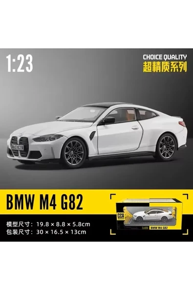 BMW M4 1:23 BMW M4 G82 Kapıları Açılabilen Model Araba Beyaz