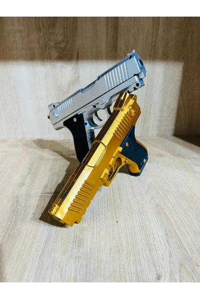 Boncuklu Altın ve Gümüş Renk Boncuk Atan Silah 2 Adet - 3