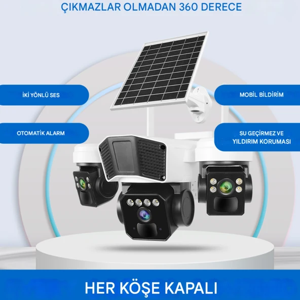 RX95G Solar Güvenlik Kamerası Türkçe 4G Sim Kartlı PTZ Hareketli Gece Görüşlü Güneş Panelli Kamera - 7