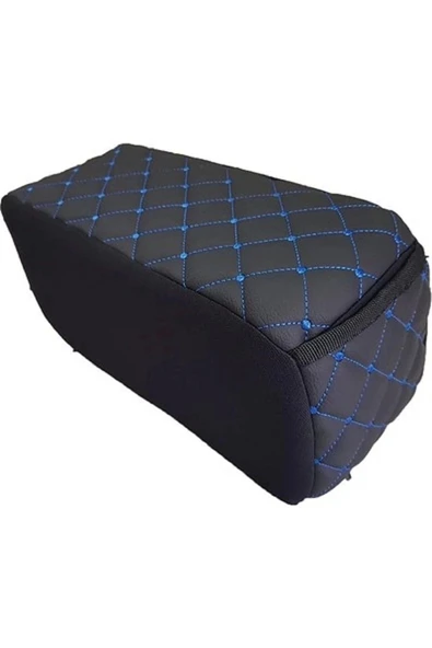 Araba Kolçağı Sünger Kolçak Kol Dayama Baklava Desen Siyah Deri Mavi Desen ürün görseli 1