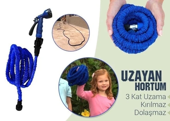 22.5 Metre Uzayan Bahçe Sulama Araç Yıkama Hortumu 7 Kademeli Başlık Tabanca - 5