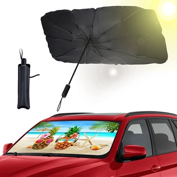Araba Güneş Gölge Koruyucu Şemsiye Oto Ön Cam Güneşlik(145cm*79cm) - 4