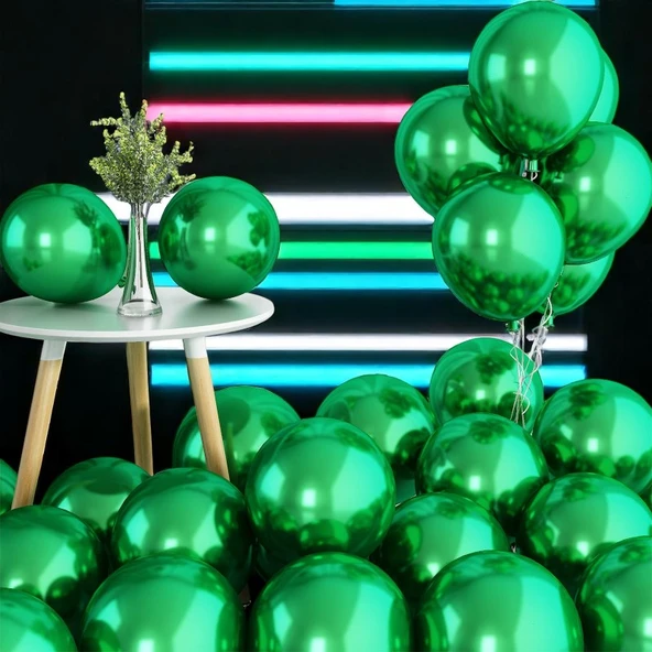 ULTRA YÜKSEK KALİTE 50 ADET KOYU YEŞİL KROM BALON AYNALI PARLAK METALİK BALON KROM KOYU YEŞİL BALON ürün görseli