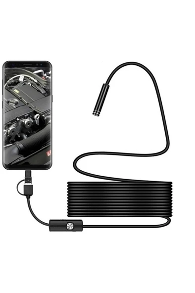 Endoskop 3 İn 1 Yılan Kamera Usb Micro Usb Type-c 20 Metre Sert Kablo - 3