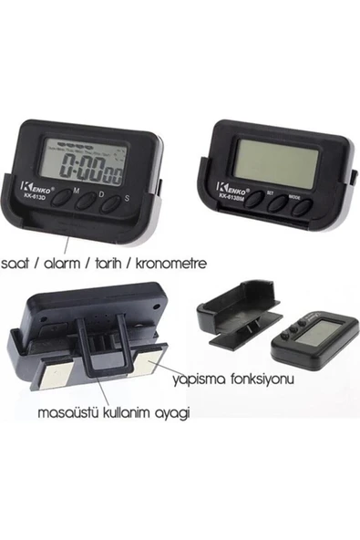 Dijital Mini Masa Araba Saati Kronometre - 2