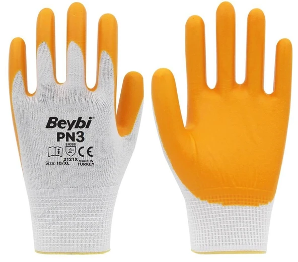 Beybi PN3 Nitril Sarı İş Eldiveni No:9 1 Çift