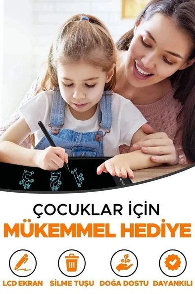Tablet LCD 8,5 Inç Dijital Kalemli Çizim Yazı Tahtası EE107 - 4