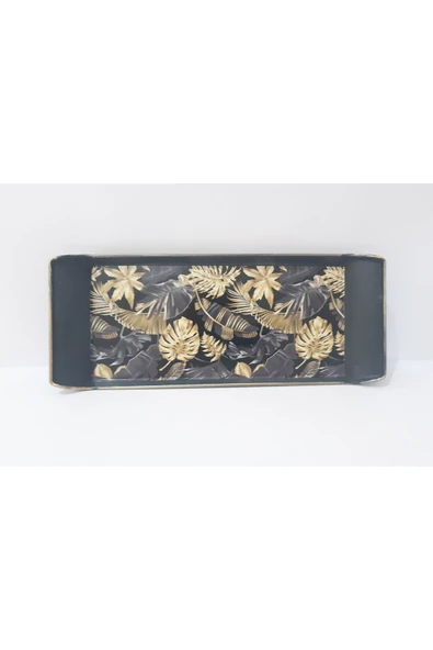 Renkli Çiçekler Dikdörtgen Mini Desenli Kahve Tepsi 28.5X11.5 CM Sunum Tepsis - 3
