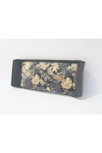 Renkli Çiçekler Dikdörtgen Mini Desenli Kahve Tepsi 28.5X11.5 CM Sunum Tepsis - 5