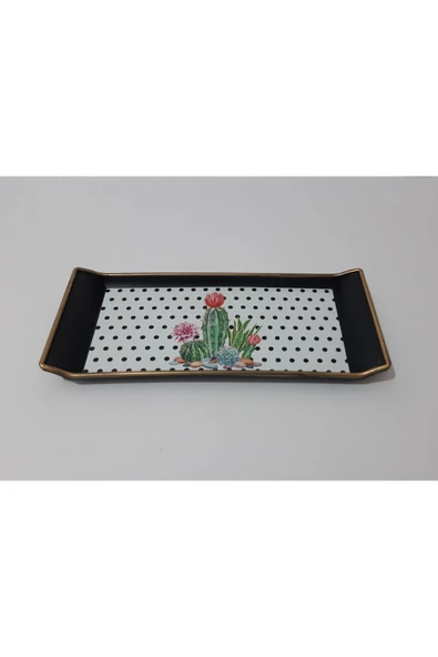 Renkli Çiçekler Kahve Tepsisi Sunum Tepsi 29x12.5 cm - 3