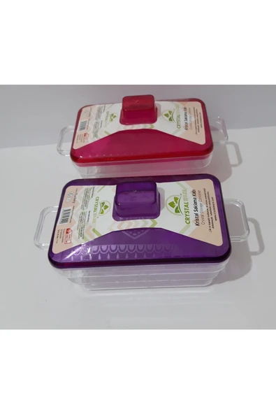 Renkli Çiçekler 2 Adet Plastik Şeffaf Dikdörtgen Kavanoz - 3