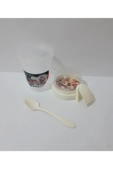 Renkli Çiçekler Yoğurt Meyve Salata Kabı Çocuklar Için Kaşıklı Kap - 3
