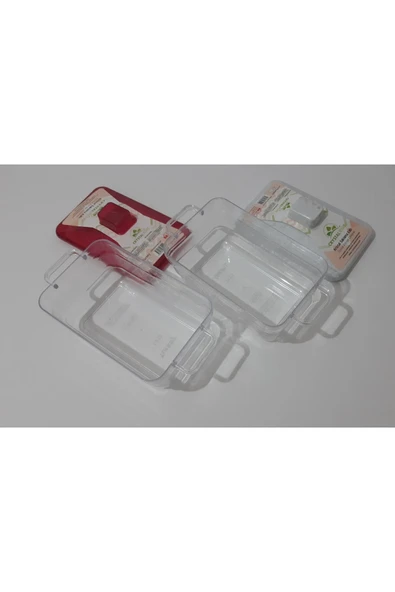 Renkli Çiçekler 2 Adet Plastik Şeffaf Dikdörtgen Kavanoz - 3