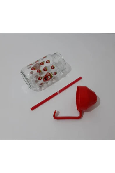 Renkli Çiçekler 350ml Su Meyve Suyu Süt Şişesi Çocuklar Için Pipetli Cam Suluk - 3