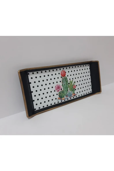 Renkli Çiçekler Kahve Tepsisi Sunum Tepsi 29x12.5 cm - 4