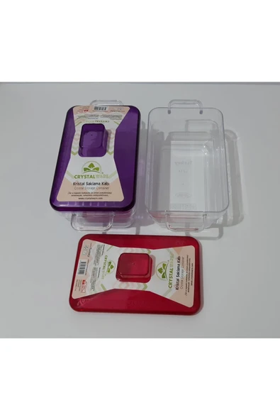 Renkli Çiçekler 2 Adet Plastik Şeffaf Dikdörtgen Kavanoz