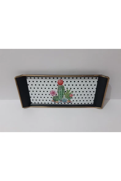 Renkli Çiçekler Kahve Tepsisi Sunum Tepsi 29x12.5 cm - 7
