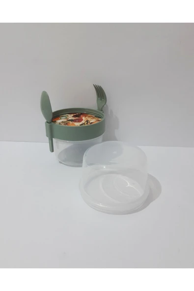 Renkli Çiçekler Yoğurt Meyve Salata Kabı Çocuklar Için Kaşıklı Kap - 3