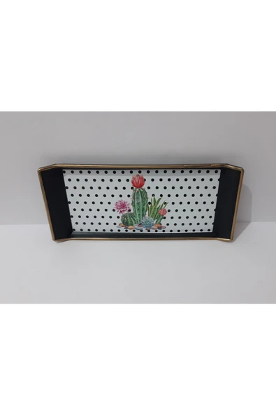 Renkli Çiçekler Kahve Tepsisi Sunum Tepsi 29x12.5 cm - 6