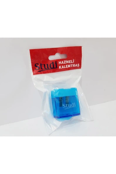 Renkli Çiçekler Kalemtıraş Çift Bıçaklı Büyük Boy Mavi Renk Kalemtıraş