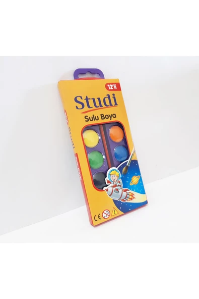 Renkli Çiçekler 12 Renk Sulu Boya