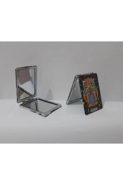 Renkli Çiçekler Ayna Metal Çanta Aynası Dikdörtgen Ayna - 4