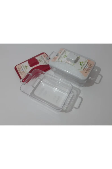 Renkli Çiçekler 2 Adet Plastik Şeffaf Dikdörtgen Kavanoz - 2