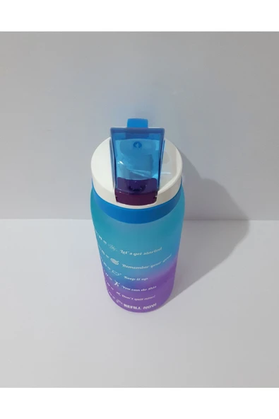 Renkli Çiçekler 1000 ML Suluk Kolay Açılıp Kapanabilen Düğme Mekanizmalı Su Matarası Matara - 5