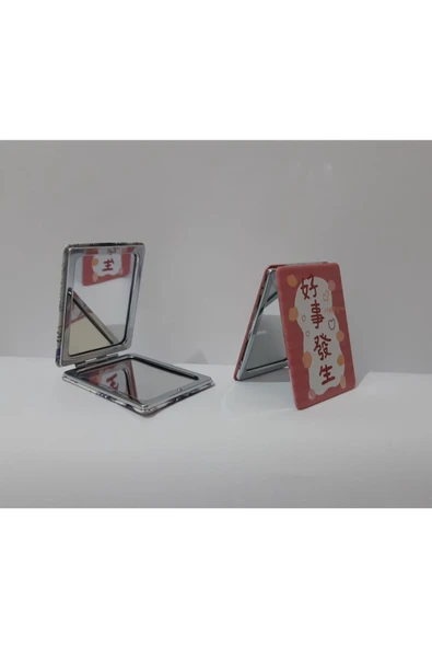 Renkli Çiçekler Ayna Metal Çanta Aynası Dikdörtgen Ayna - 3