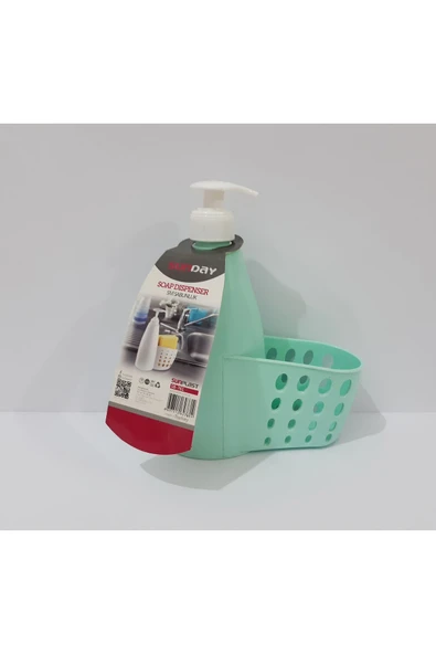 Renkli Çiçekler Sünger Hazneli Plastik Sıvı Sabunluk