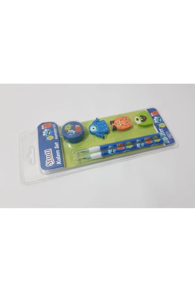 Renkli Çiçekler Kalem Silgi Kalemtraş Set - 2