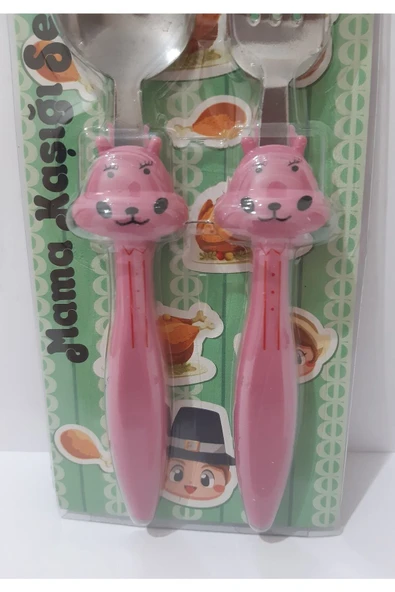 Renkli Çiçekler Bebek Çocuk Için Sevimli Karikatür Çatal Kaşık - 4