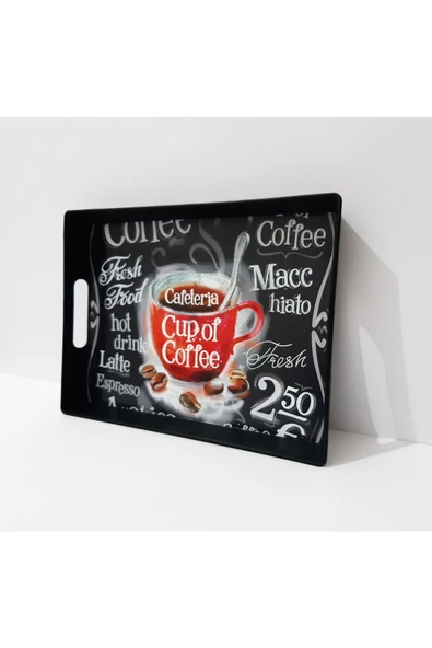Renkli Çiçekler Çay Tepsi Desenli Plastik Çay Kahve Tepsisi Sunum Tepsi - 4
