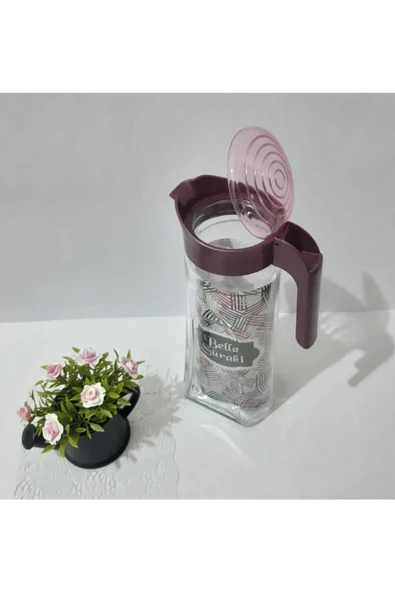 Renkli Çiçekler Sürahi 1.5 Lt Cam Sürahi - 5