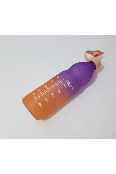 Renkli Çiçekler 1000 ML Cam Suluk Su Matarası Matara - 7