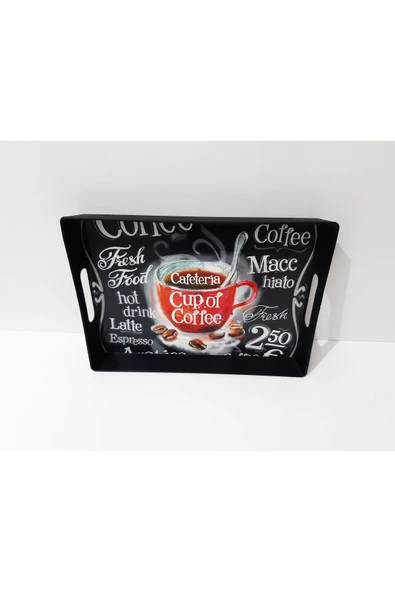 Renkli Çiçekler Çay Tepsi Desenli Plastik Çay Kahve Tepsisi Sunum Tepsi - 6