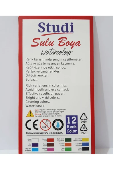 Renkli Çiçekler 12 Renk Büyük Boy Sulu Boya - 2
