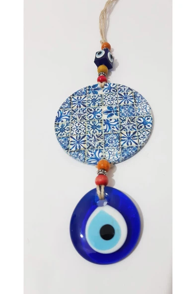 Renkli Çiçekler Nazarlıklı Desenli Duvar Objesi Dekoratif Süs Nazarlık - 3