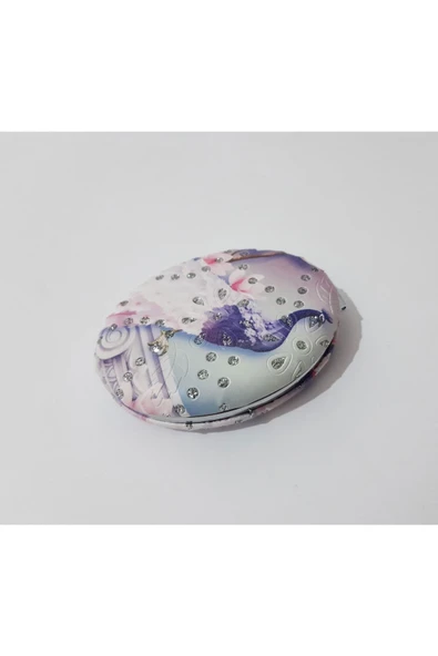 Renkli Çiçekler Desenli Oval Metal Ayna - 4