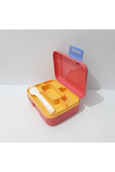 Renkli Çiçekler Beslenme Kabı 19x14x7 CM Okul İçin Bölmeli Beslenme Kutusu - 3
