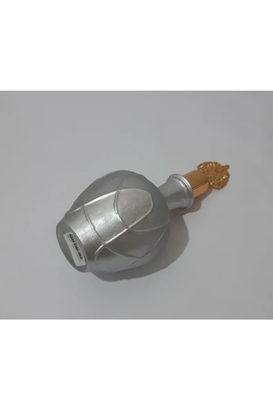 Renkli Çiçekler Gri Renkli Cam Kolonya Şişesi Dekoratif Obje Boyut: 24 Cm - 5