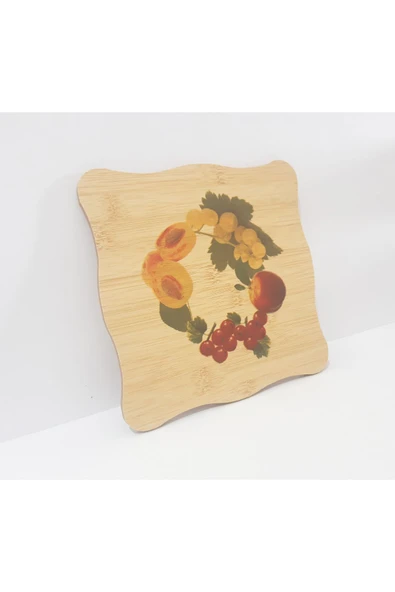 Renkli Çiçekler Desenli Ahşap Nihale 19.5x19.5 CM