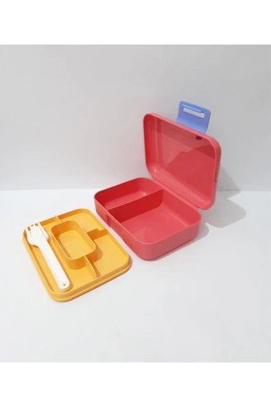Renkli Çiçekler Beslenme Kabı 19x14x7 CM Okul İçin Bölmeli Beslenme Kutusu - 4